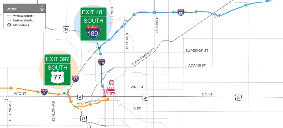 Husker gameday traffic recommendation when coming to the game.