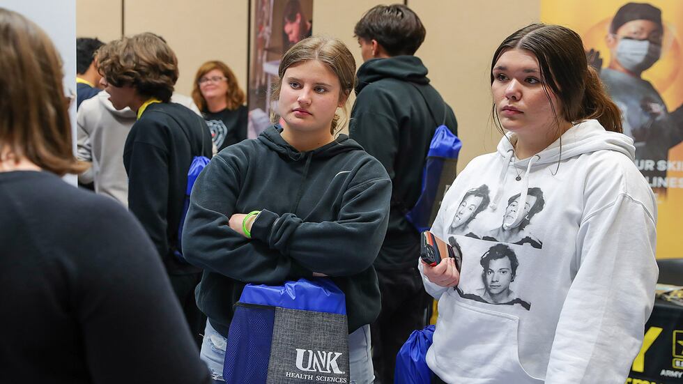 Raymond Central High School junior Sophia Novoselov, left, attended the UNK Health Careers...