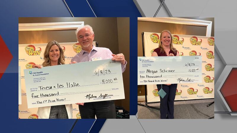 Teresa and Les Hake and Megan Schriner won the grand prizes for CHI Health St. Francis...