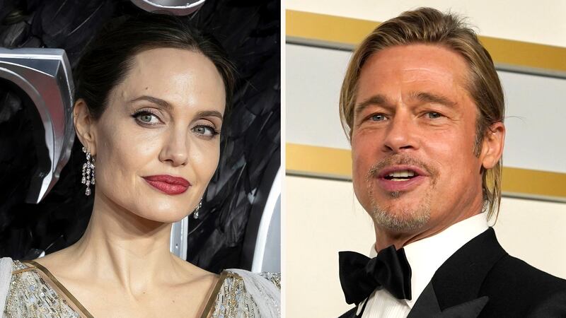 In this combination photo, Angelina Jolie, left, arrives at the European Premiere of...