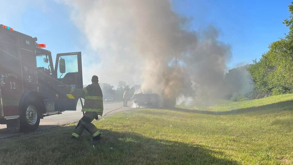 The sheriff’s office said the deputy used his fire extinguisher to try to put out the fire,...