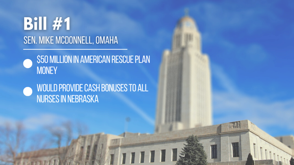 A bill introduced by Sen. Mike McDonnell would provide cash bonuses to nurses.