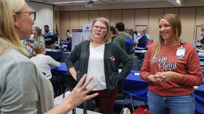 The UNK Health Careers Fair included hands-on sessions such as this one focusing on...