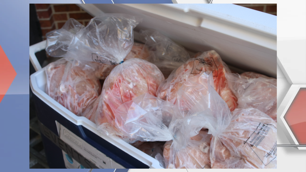 The Aksarben Stock Show donated 570 pounds of chicken to local Grand Island service...