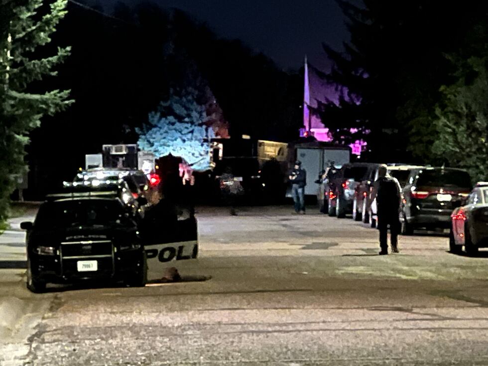 Several law enforcement officers on the scene of a standoff in Gering overnight.