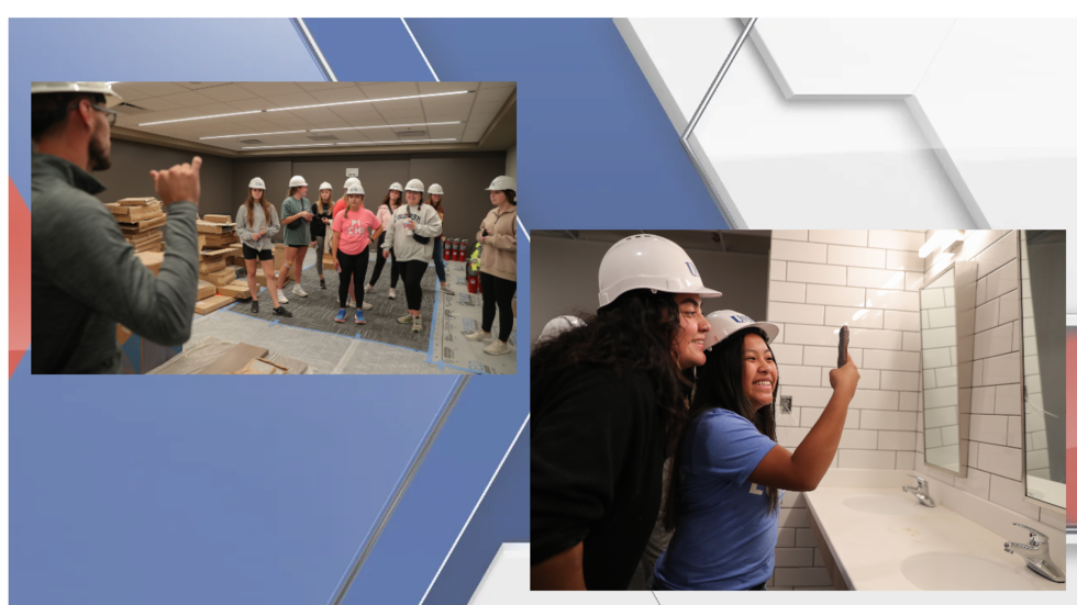 UNK students Yamilett Ramirez, left, and Leticia Virgilio Francisco take a selfie during...