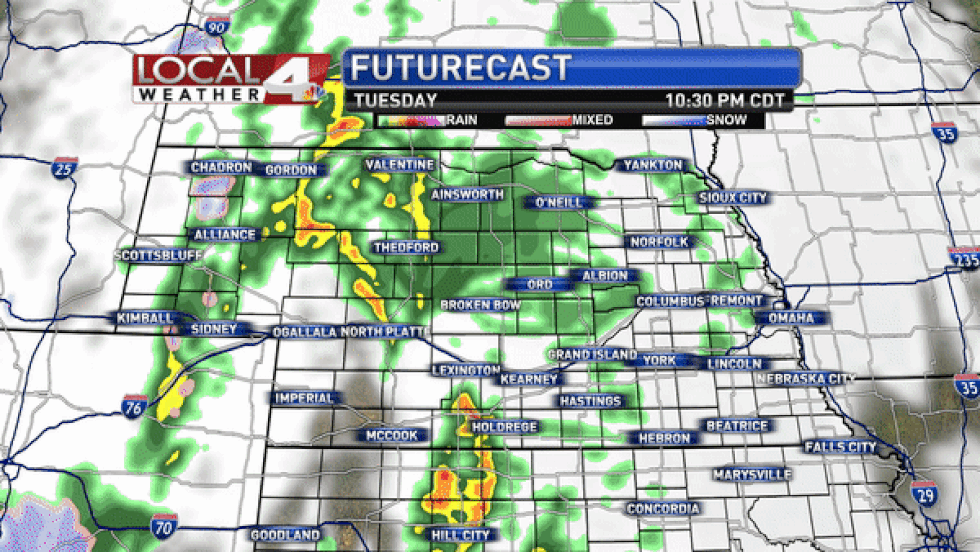 Clouds, rain, and thunderstorms are expected to roll across the state through most of the day...